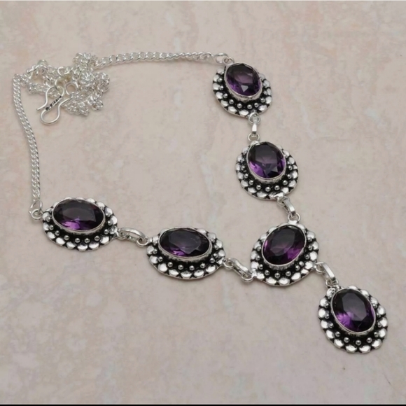 Hand Crafted Jewelry - New simulated amethyst sterling silver necklace